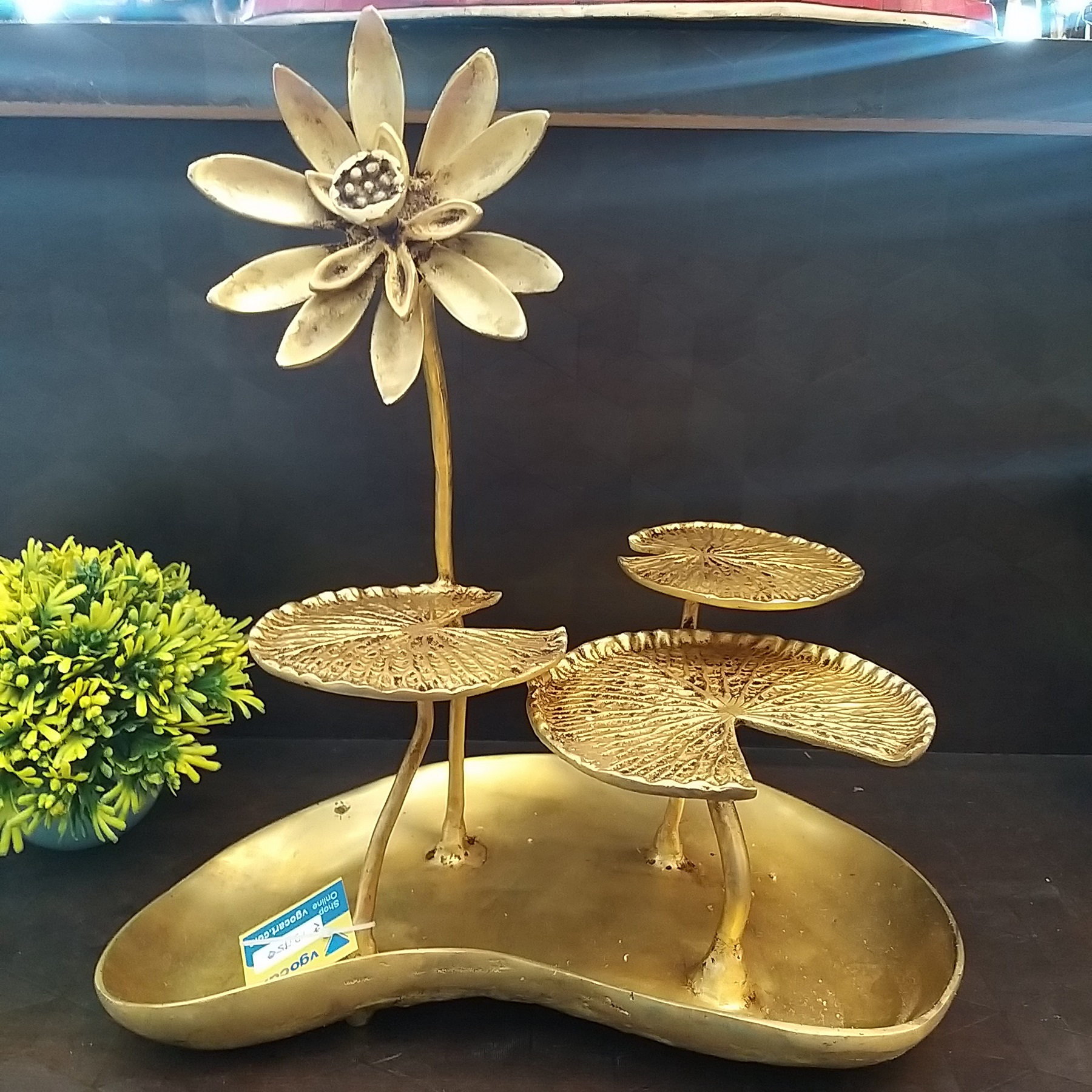 brass-lotus-leaf-uruli-idol-home-decor-pooja-items-gift-buy-online-india-6032 Brass Lotus Uruli -16" - Image 1