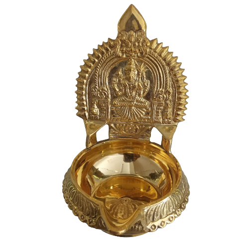 Brass-Kamatchi-Diya-Pooja-Deepam-Idols-Gifts-Home-Decors-Coimbatore-India-Buy-Online-1986 Brass Kamatchi Diya - 6" - Image 1