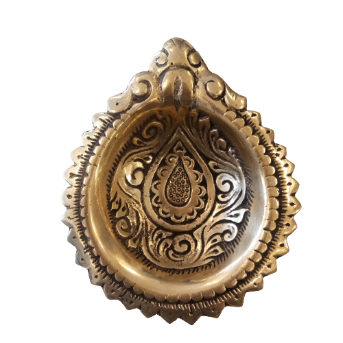 brass-designer-diya-sangu-home-decors-festives-pooja-god-idols-buy-online-india-gifts-2385 (2) Brass Leaf Plate Diya - Image 1
