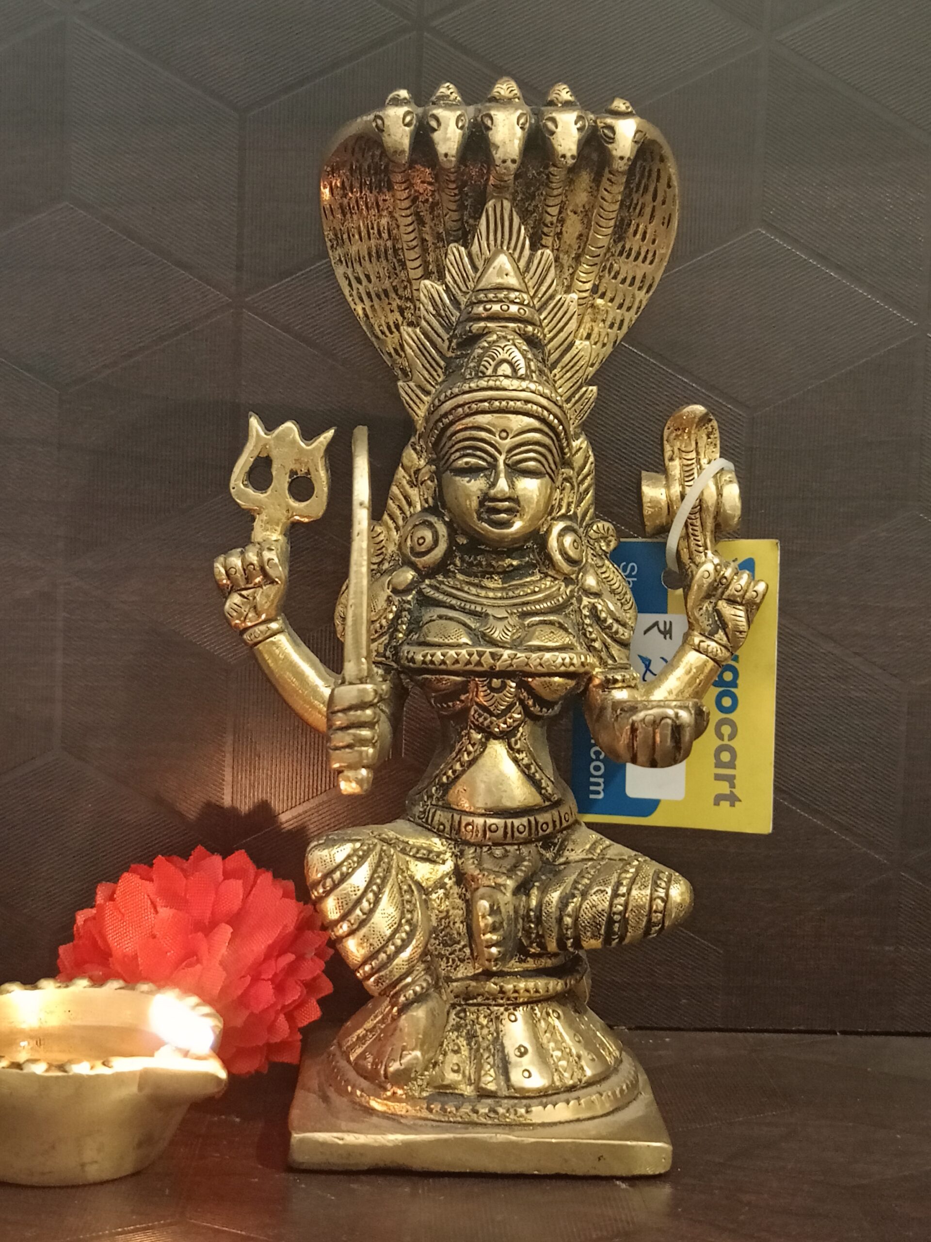 Brass KarumariAmman Statue- 7" 1 Brass KarumariAmman Statue