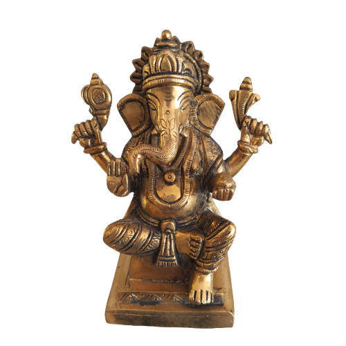 brass-vinayagar-statue-hindu-god-idols-buy-online-pooja-india-gift-2455 (2) Brass Valampuri Vinayagar Statue- 6" - Image 1