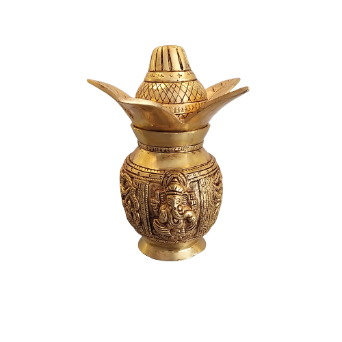 Brass-Poorna-Kalasam-Home-Decor-Gift-Pooja-Item-Vastu-Buy-Online-India-2700-2 Brass Poorna Kalasam- 7" - Image 1