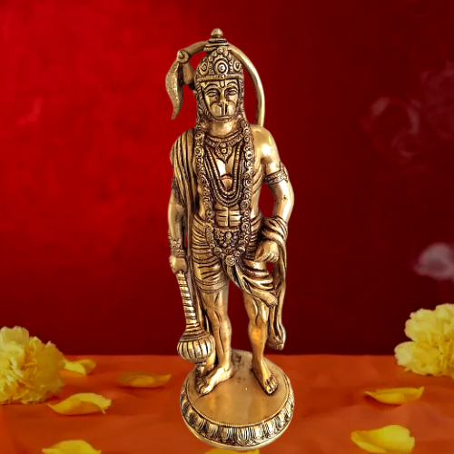 brass-Hanuman-statue-hindu-god-idols-buy-online-home-decors-gifts-India Brass Standing Hanuman Idol