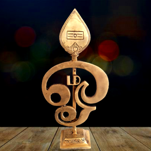 Brass-Om-Vel-Statue-Pooja-Items-Hindu-God-Idols-Home-decor-Gift-Buy-Online-India-2879(4) Brass Om with Vel-10.5" - Image 1