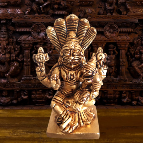 brass-lakshmi-narashimha-statue-hindu-god-idols-buy-online-home-decors-gifs-pooja-vastu-coimbatore Brass Lakhshmi Narasimha Small- 3.5" - Image 1