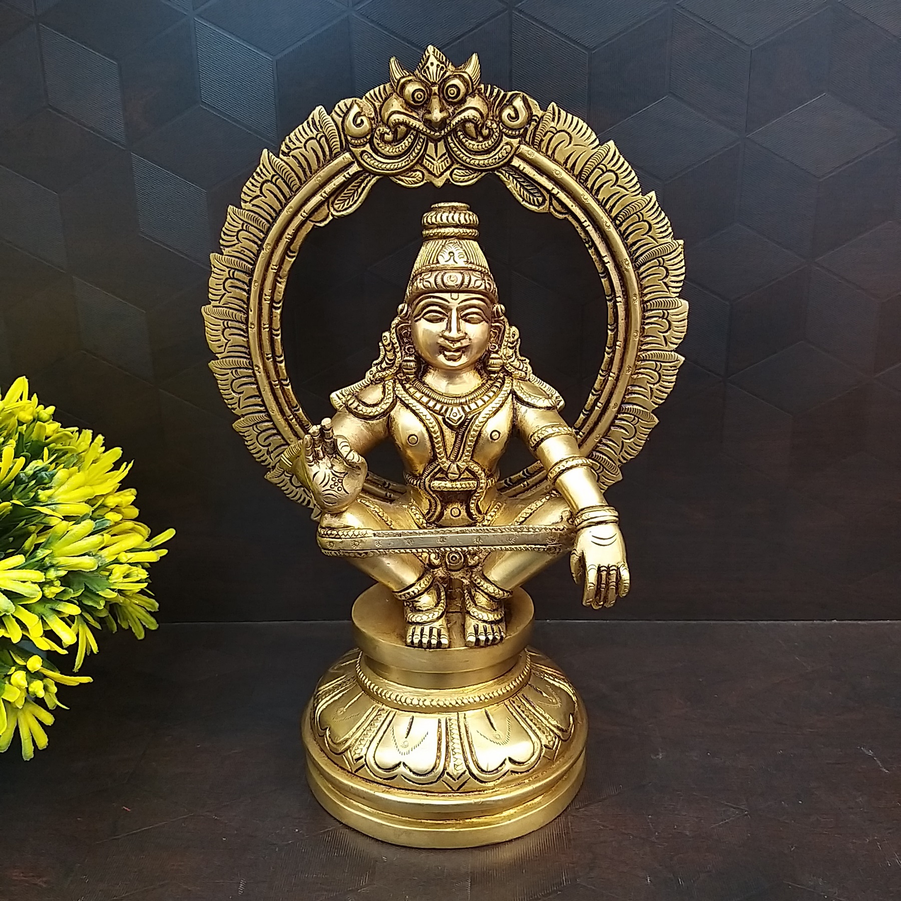 brass-god-ayyappan-with-arch-idol-pooja-items-hindu-god-statues-home-decor-gift-online-india Brass God Ayyapan with Arch