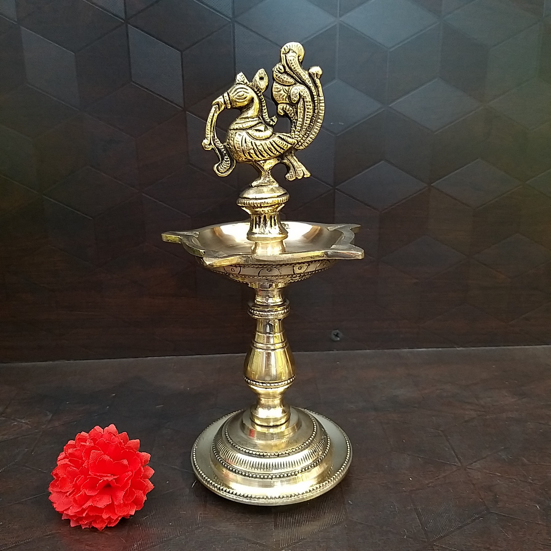 brass-kuthu-vilaku-small-pooja-items-home-decor-gift-buy-online-india (2) Brass Small KuthuVilakku- 8" - Image 1