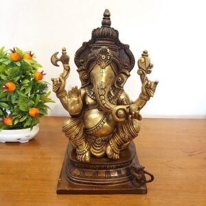 brass ganesha big idol with brown antique finish home decor hindu god idols gift buy online india