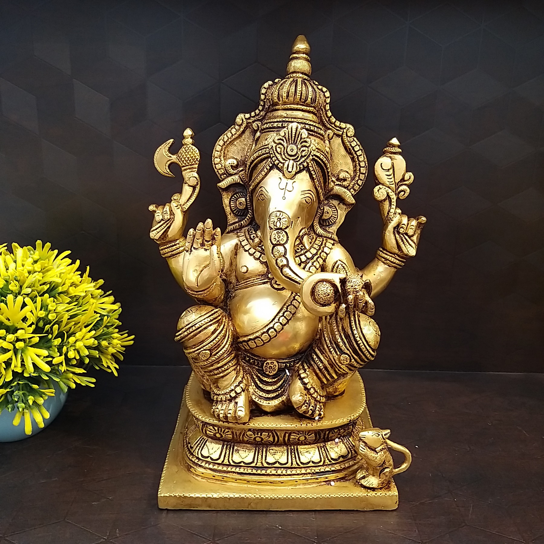 brass-ganesha-idol-two-leg-folded-base-idol-home-decor-pooja-items-hindu-god-statues-gift-buy-online-coimbatore-10078 Brass Ganesha With Two Leg Folded Statue