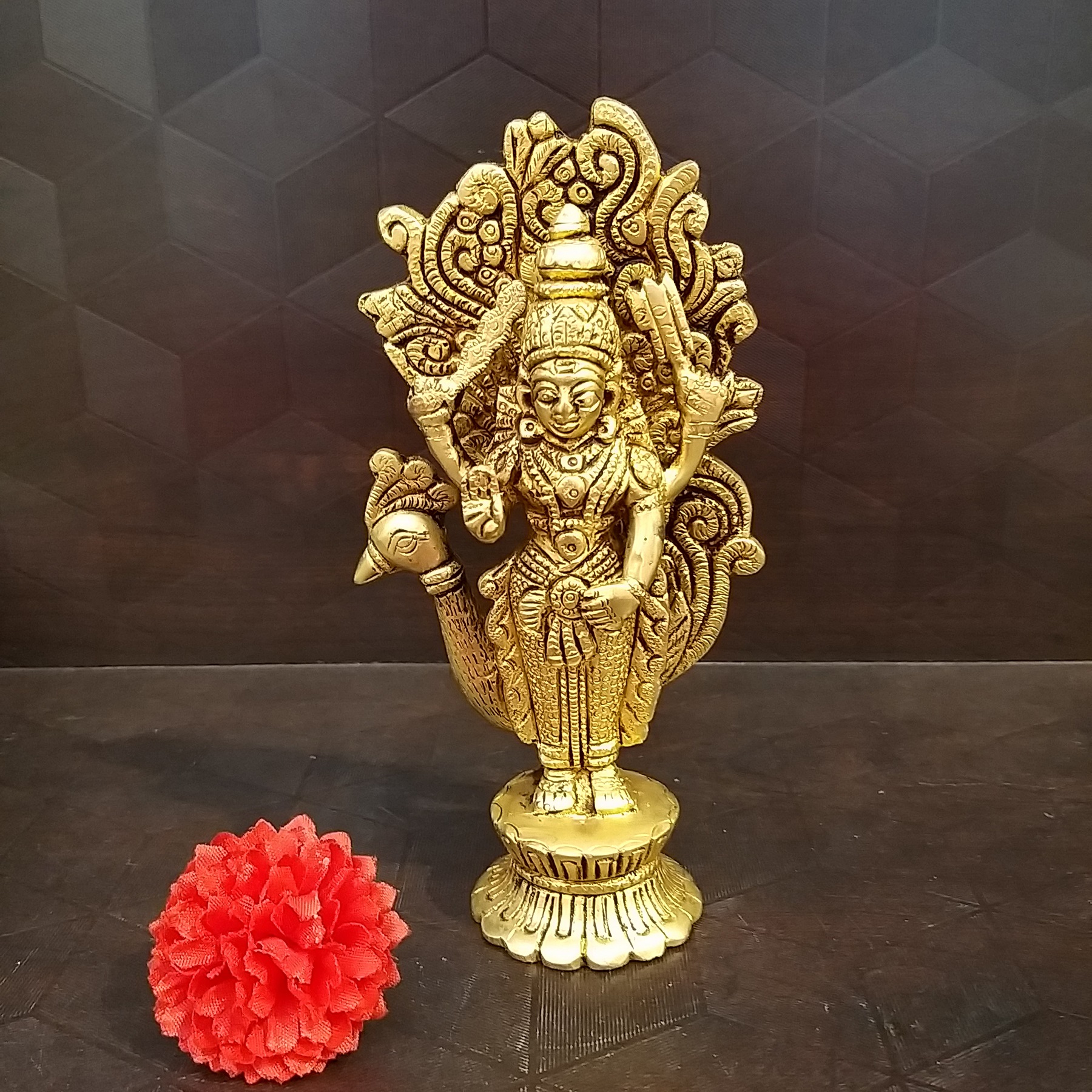 brass-murugan-with-big-peacock-feather-statues-hindu-god-idols-home-decor-pooja-items-buy-online-india-10110 (1) Brass Murugan Karthikeya Idol Small