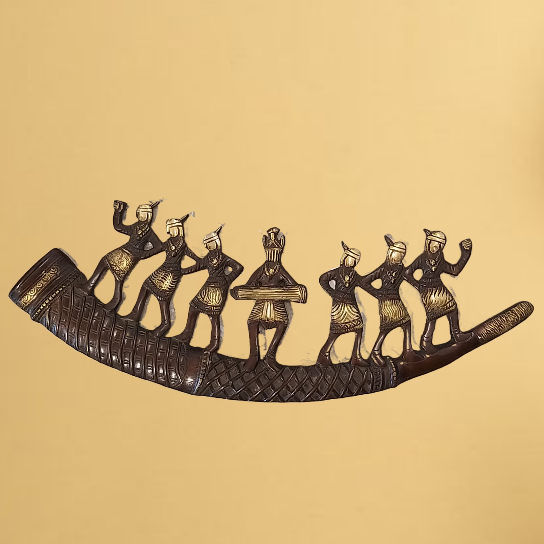 Brass Trible Musical Wall Hanging Brown Finish- 6" - Image 1