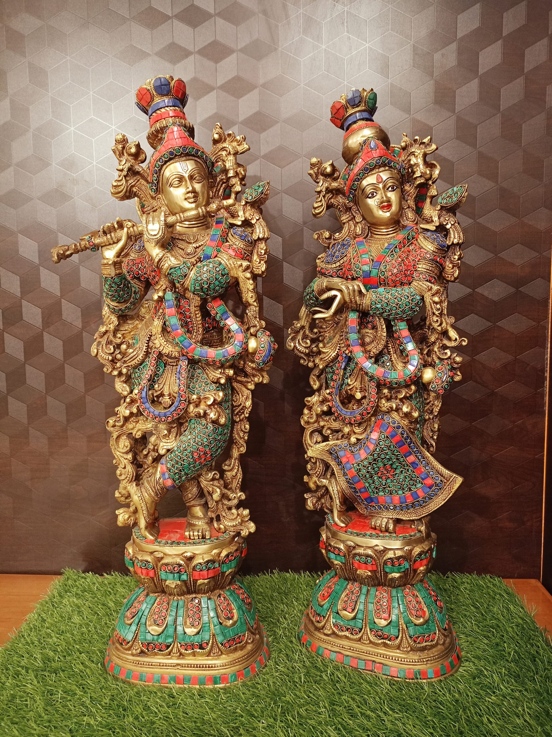 buy-brass-radha-krishna-big-stonework-idol-online-antique-shop-coimbatore Brass Radha Krishna big Stonework Idol