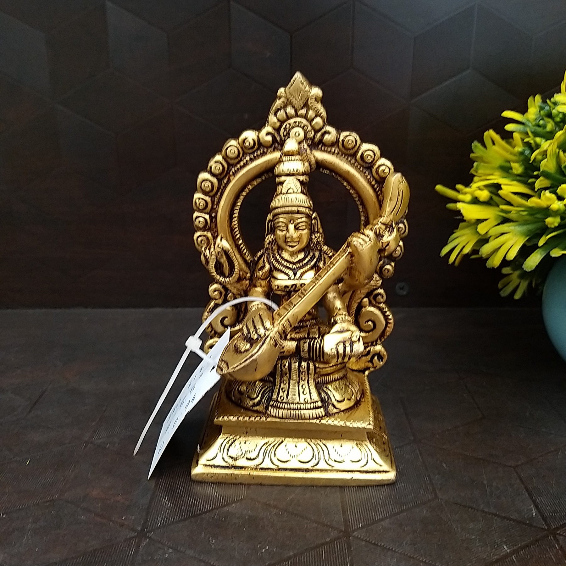 brass-saraswati-statue-pooja-items-hindu-god-idols-home-decor-gifts-buy-online-india-coimbatore-6123 Brass Saraswathi Statue-5.5" - Image 1