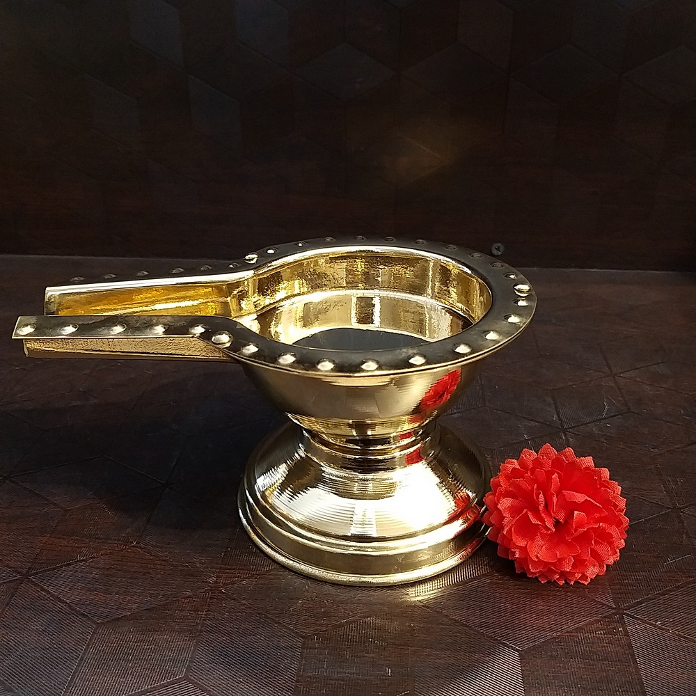 brass-abishekam-stand-circle-home-decor-pooja-items-gift-buy-online-india Brass Abishekam Stand small- 3.5" - Image 1