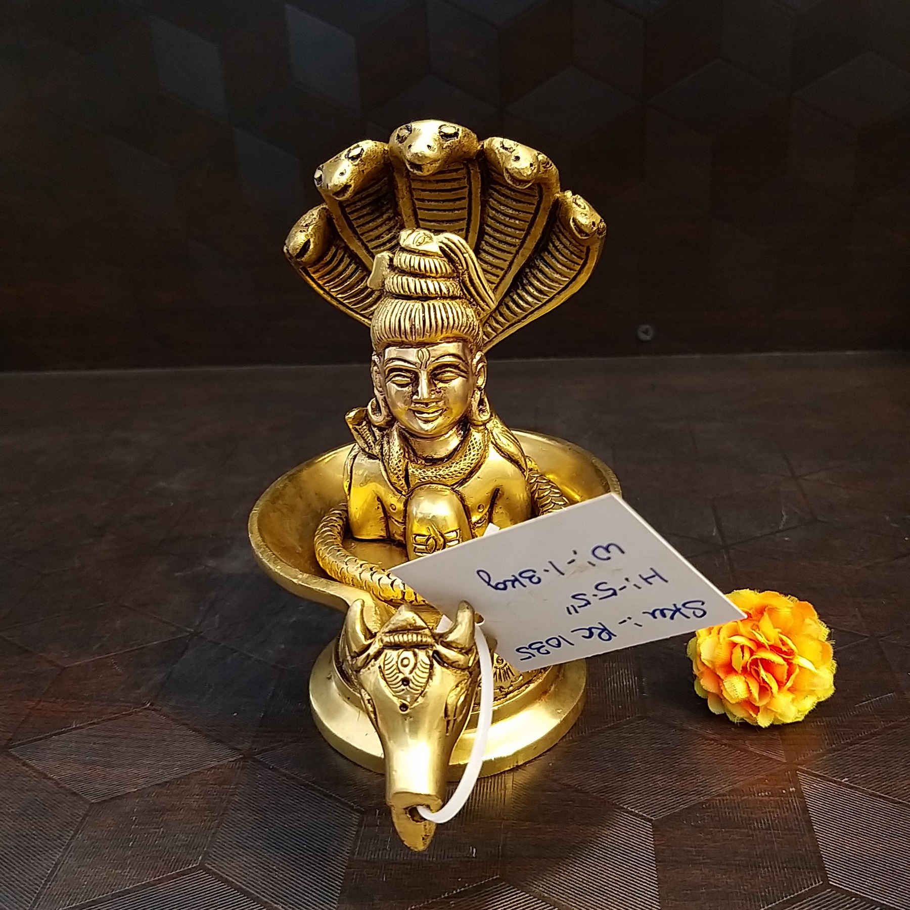 brass-shiva-lingam-nandhi-and-snake-idol-set-home-decor-pooja-items-hindu-god-statues-gift-buy-online-coimbatore Brass Shivan face on Lingam with Nandhi and Snake idol- 5.5" - Image 1