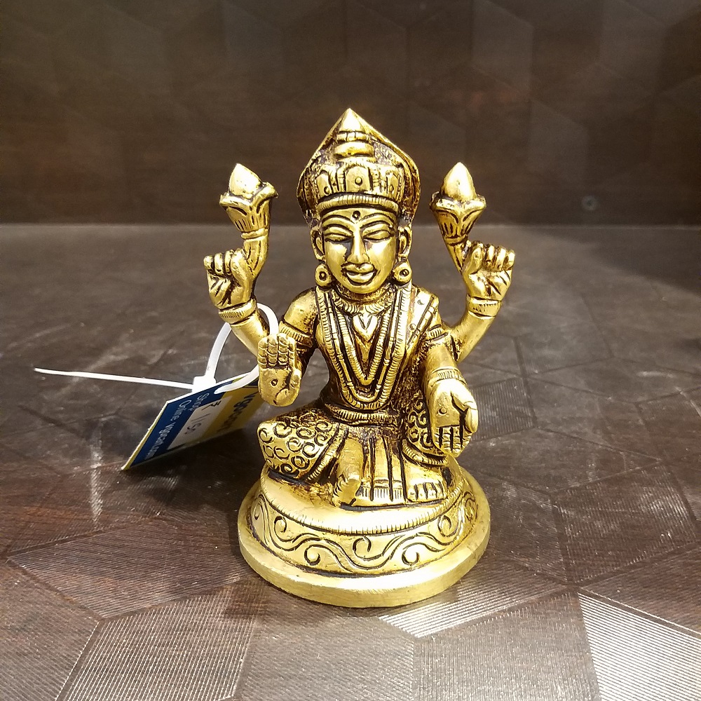 brass-small-lakshmi Brass Lakshmi Idol Small-4" - Image 1