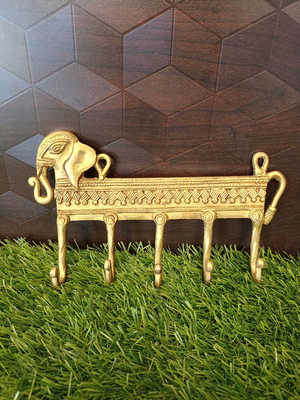 brass-elephant-face-key-holder-rm155 Brass Elephant Face Key Holder Large 5'' - Image 1