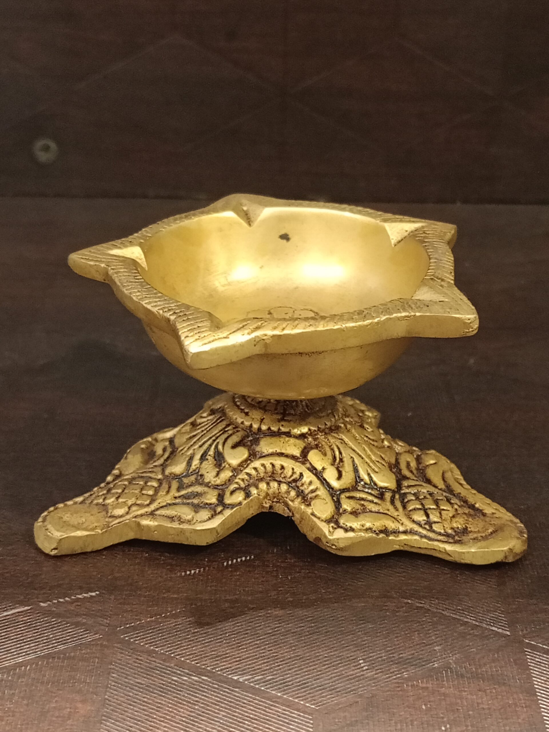 Brass Five Face diya small 2" 1 Brass Five Face diya small
