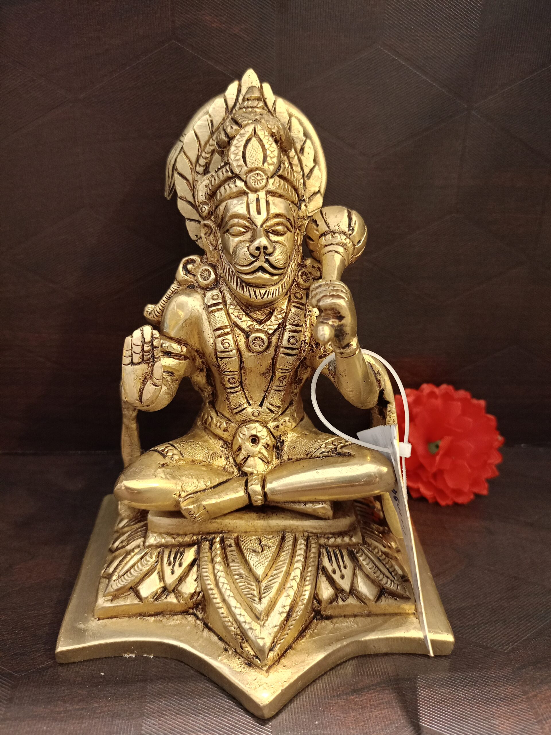 Lord Hanuman Sitting Brass Idol- 5.5" 1 Lord Hanuman Sitting Brass Idol