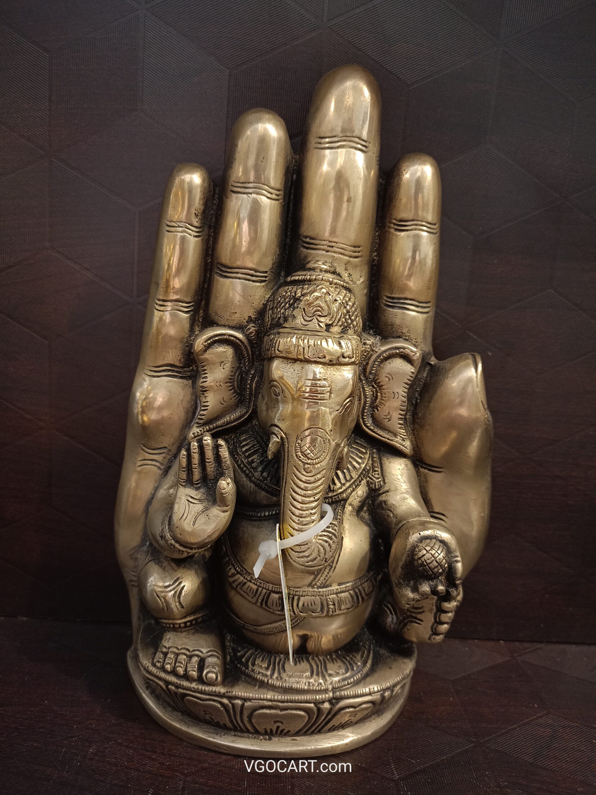 Brass Hand Ganesha 9" 1 Brass Hand Ganesha