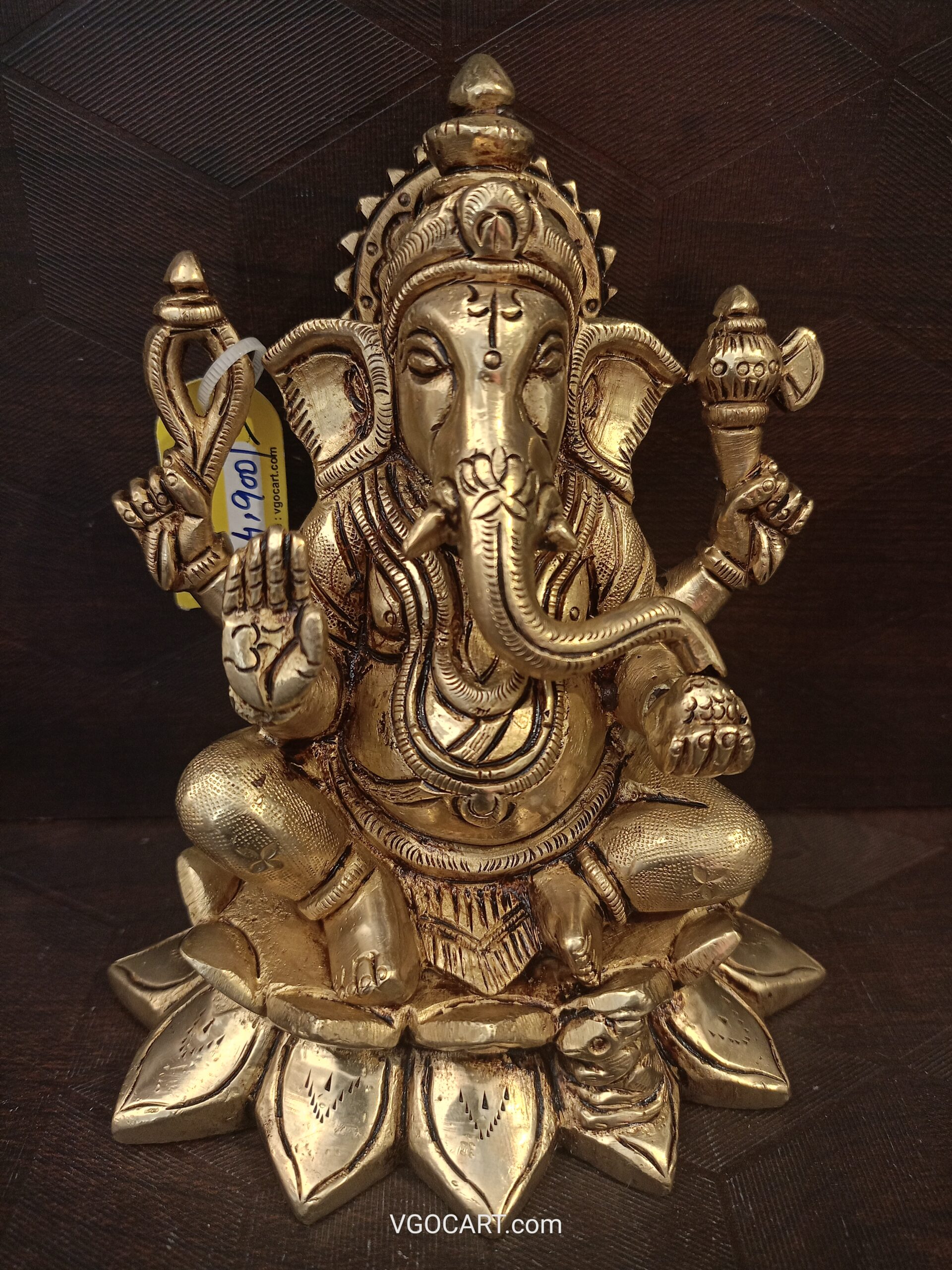 oplus_32 Buy Brass Ganesha Sitting On Lotus 6" - Image 1