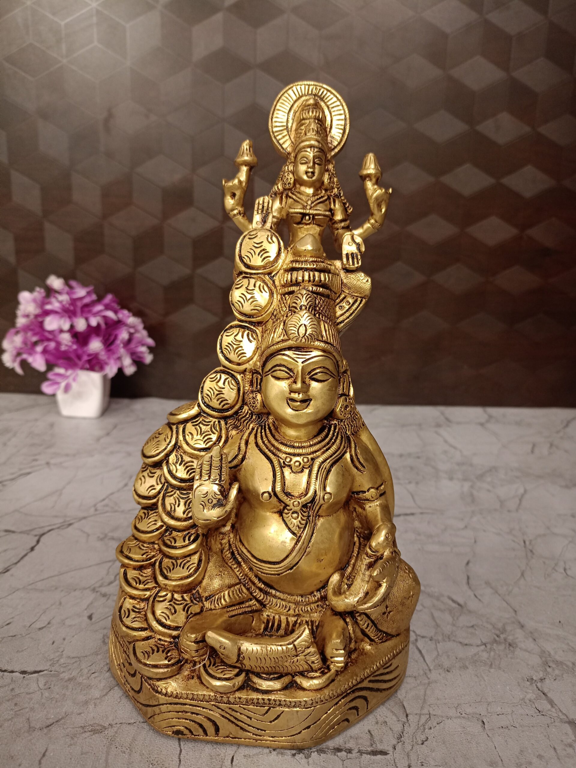 oplus_32 Brass Lakshmi Kuberar With Coin Idol-10" Handicraft & Antique Finish - Image 1
