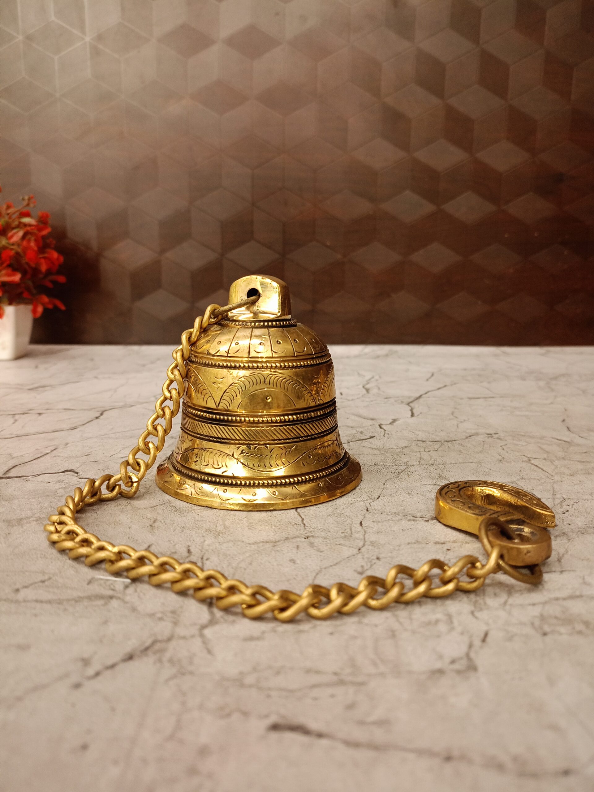 oplus_32 Buy Brass Pooja Bell Wall Hanging 17.5" - Image 1