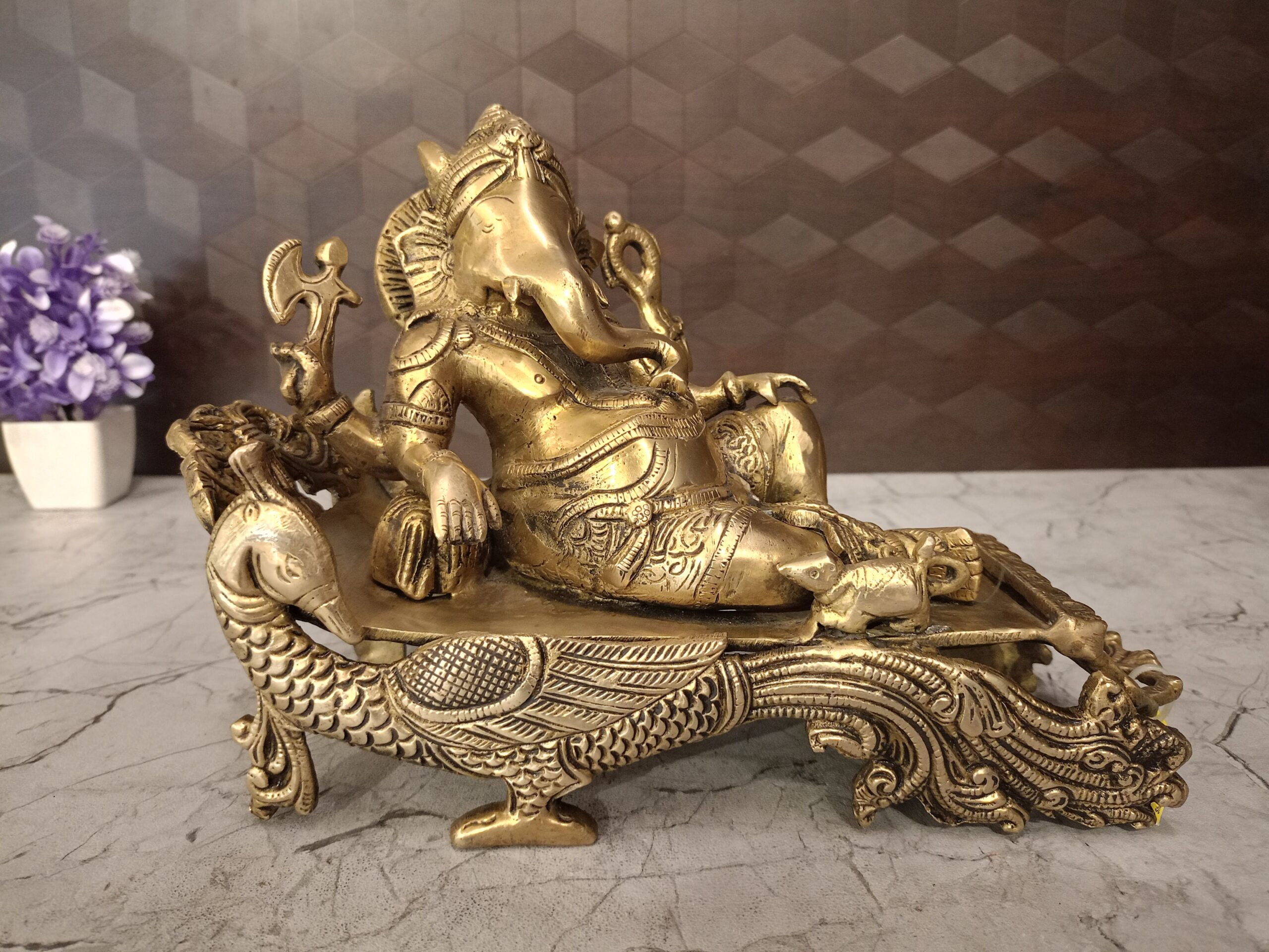 oplus_0 Buy Brass Sofa Ganesha With black Antique Finish 7" - Image 1