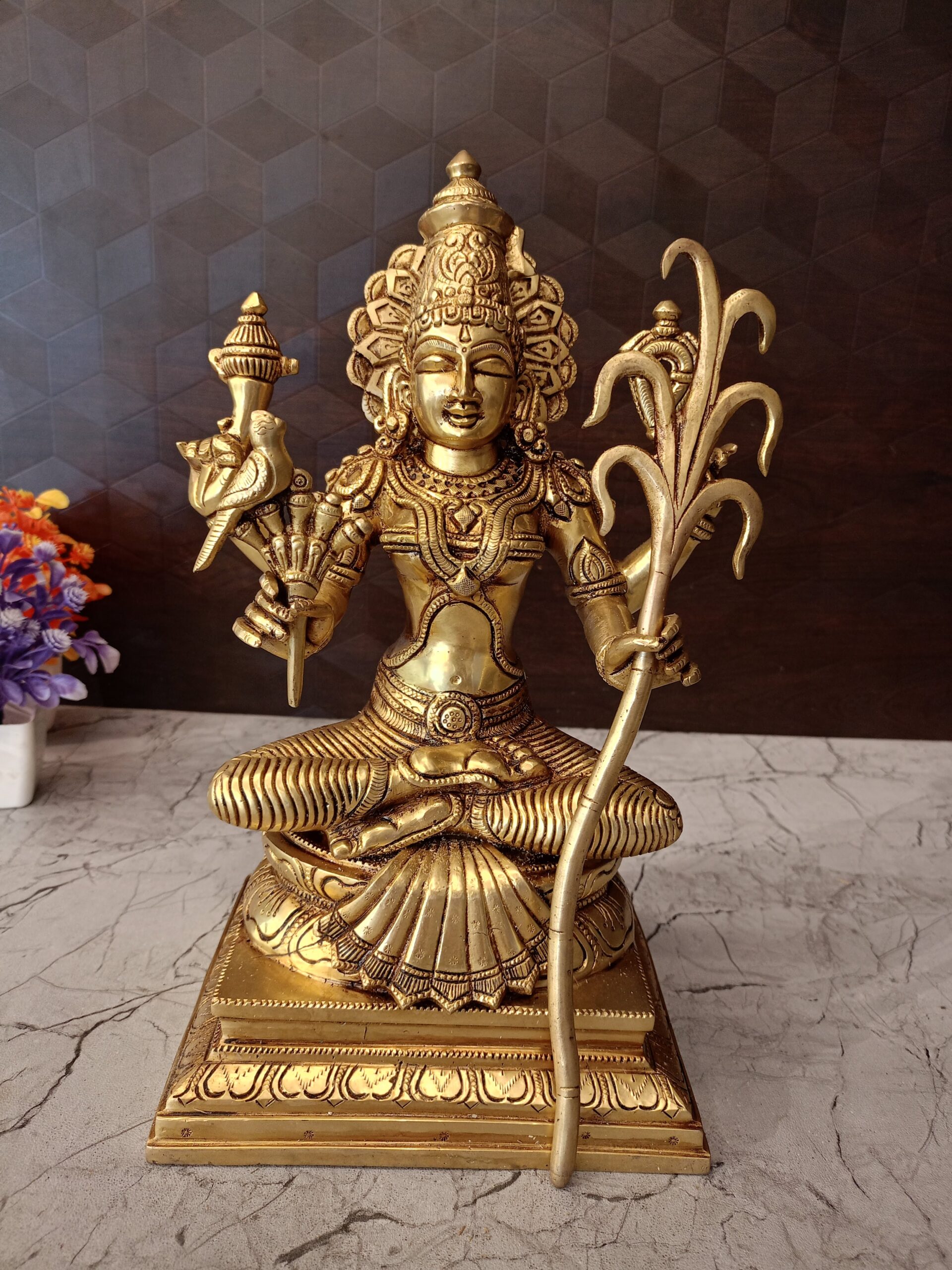 oplus_32 Brass Kamakshi Amman Statue 12" - Image 1