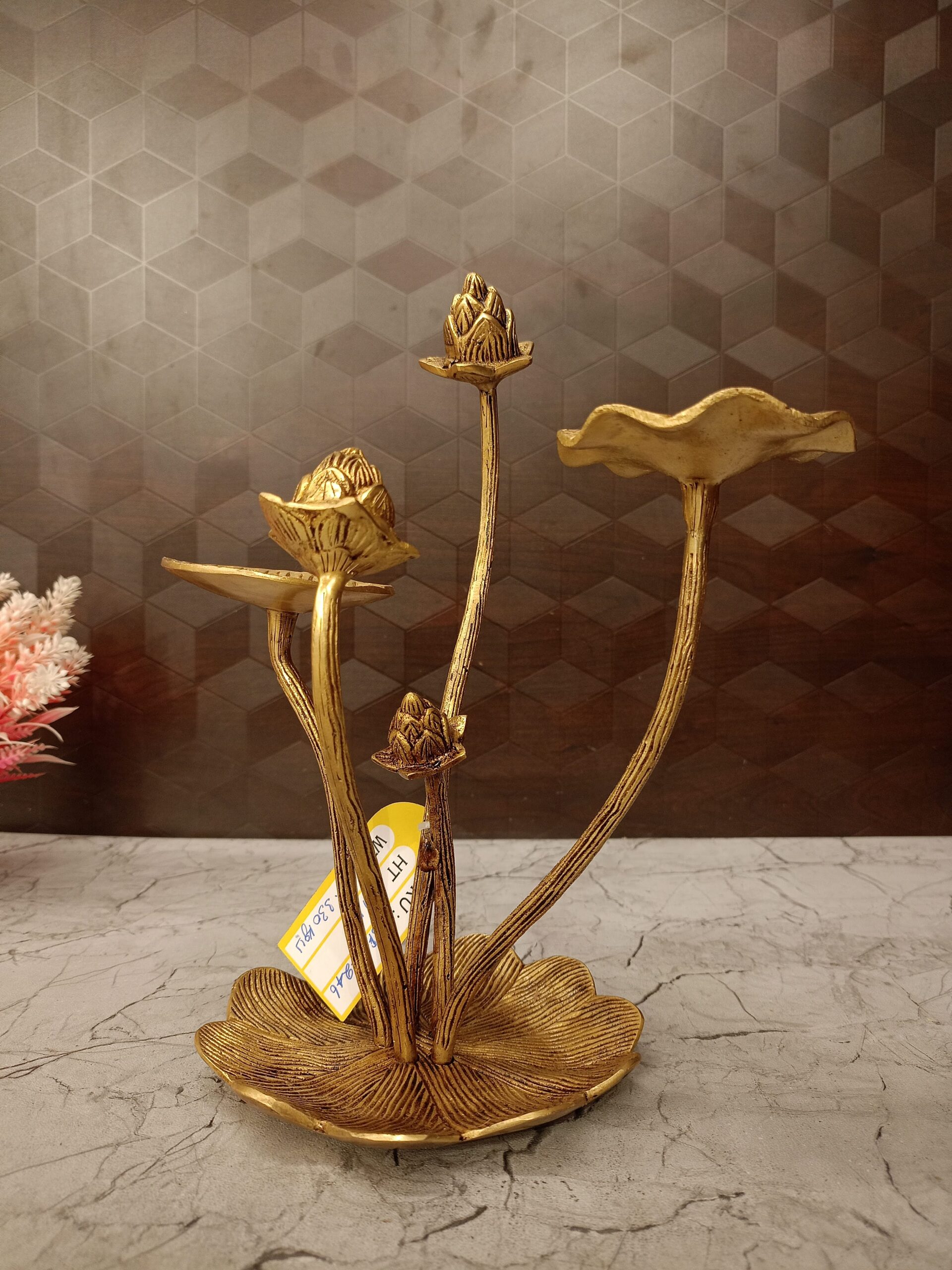 oplus_32 Brass Lotus Leaf With Buds 11" - Image 1