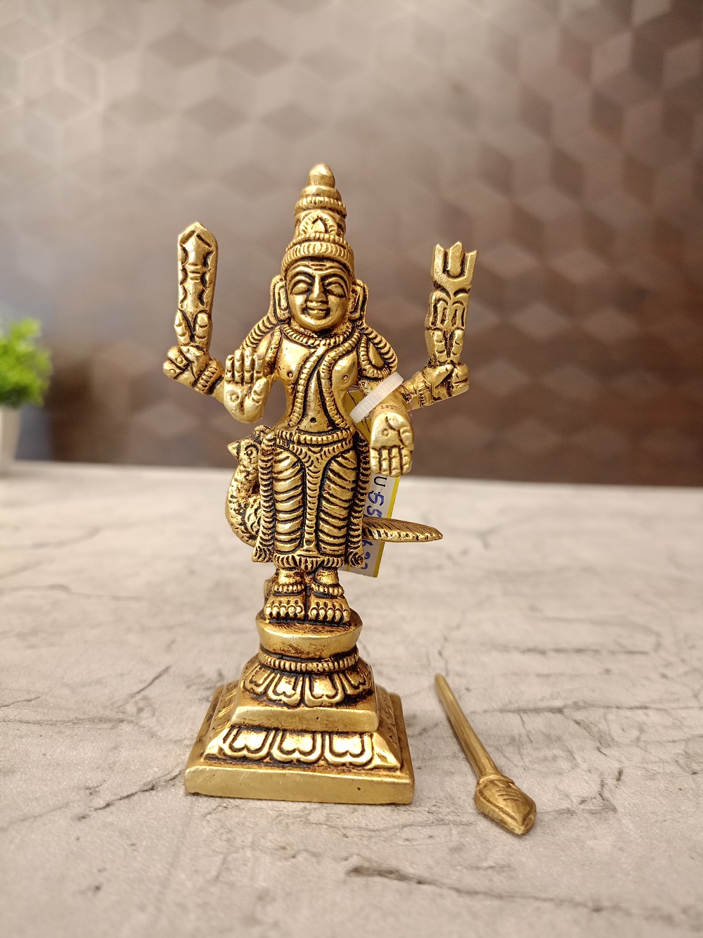 brass-murugan-idol-pooja-gift-vgocart-coimbatore-india Brass Murugan Idol 4" - Image 1