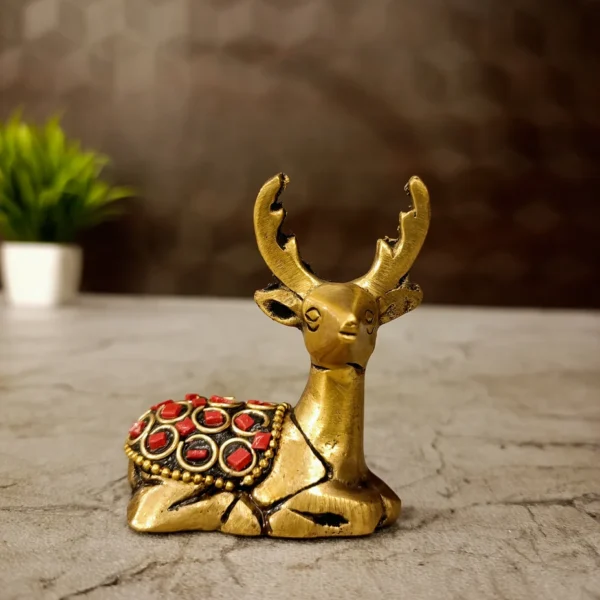 brass-stone-deer-idol-pooja-gift-antique-vgocart-coimbatore