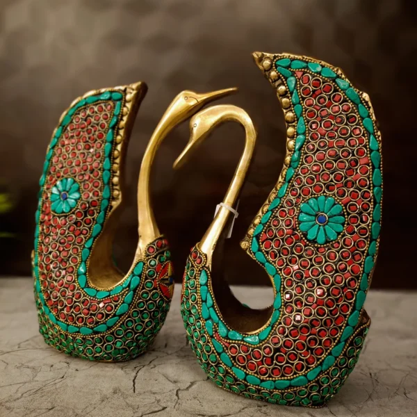 brass-swan-stone-pair-idol-pooja-gift-antique-vgocart-coimbatore