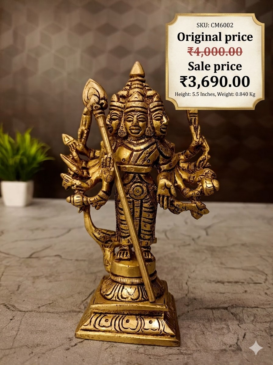 Brass Six Face Murugan Idol 5.5 Inch Brass Six Face Murugan Idol 5.5 Inch