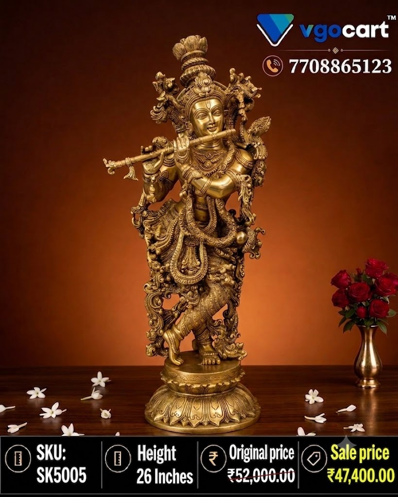 Brass Super Fine Krishna Idol 26 Inch Brass Super Fine Krishna Idol 26 Inch