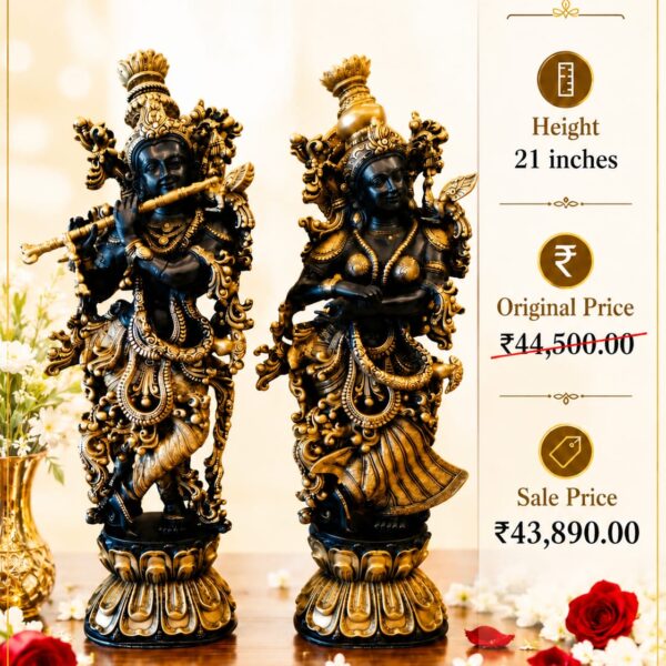 Brass Superfine Radha Krishna Statue Big 21 Inch